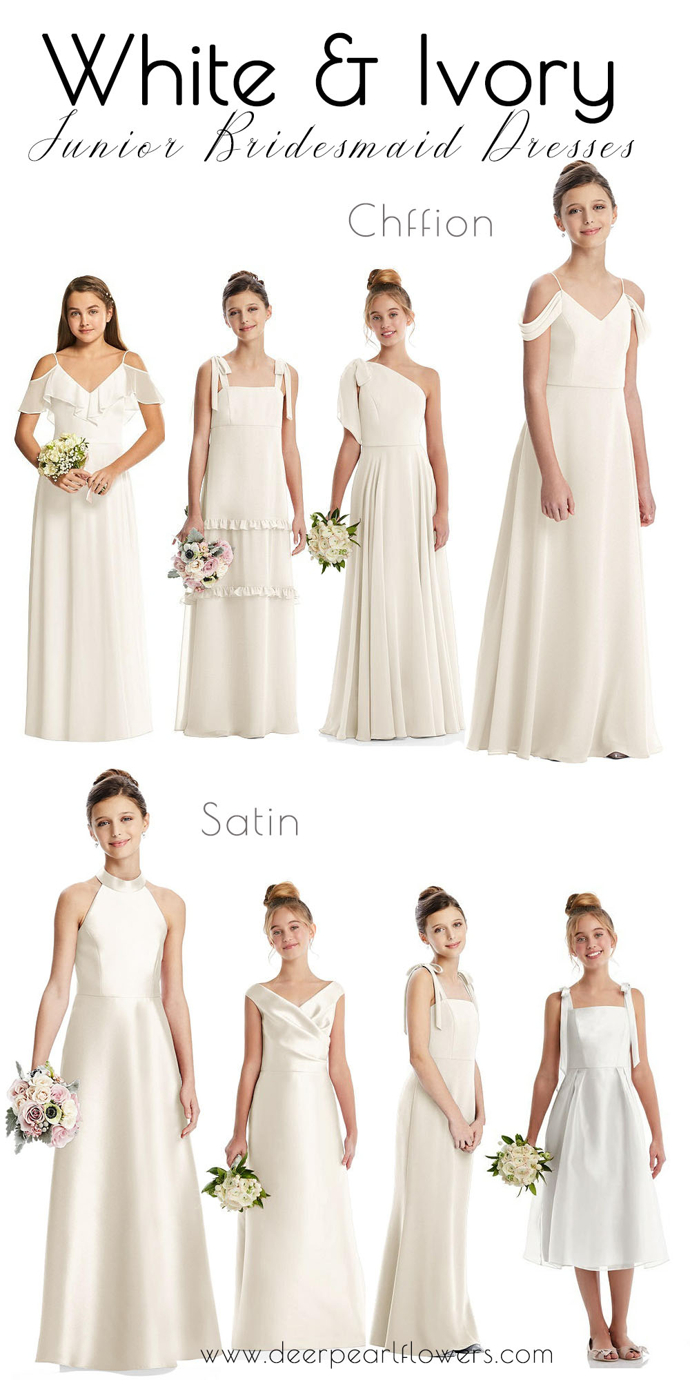 white ivory junior bridesmaid dress