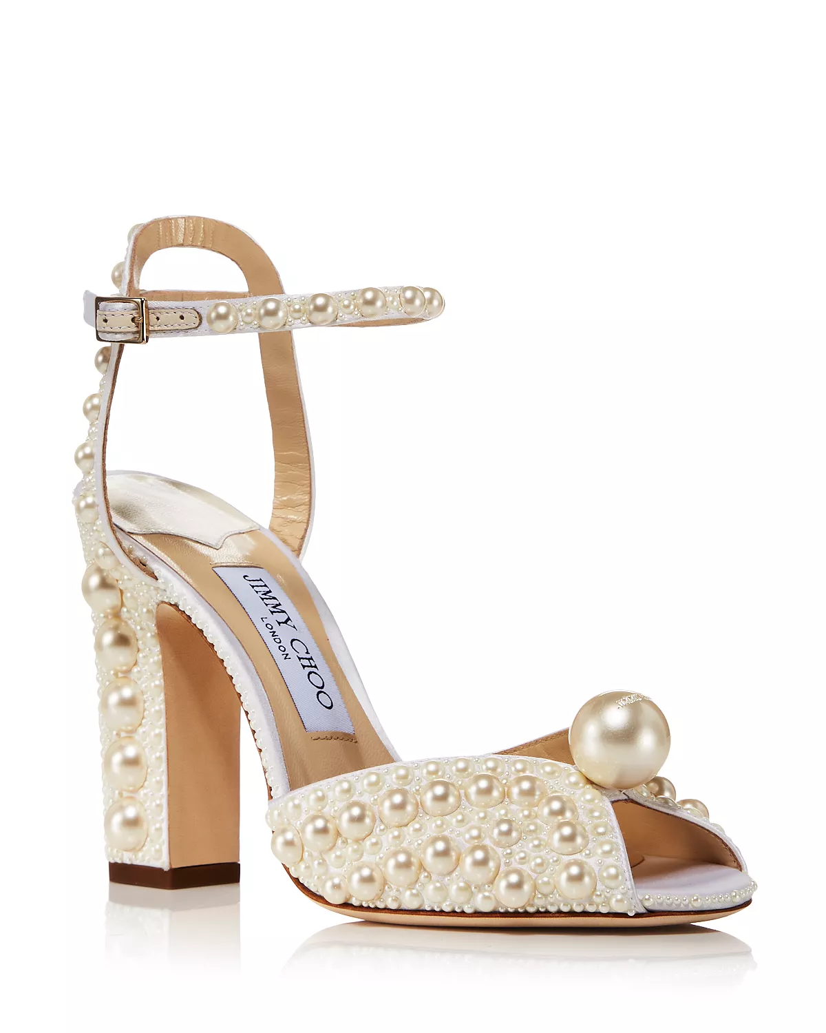 All Pearl Wedding Sandals with Block Heel
