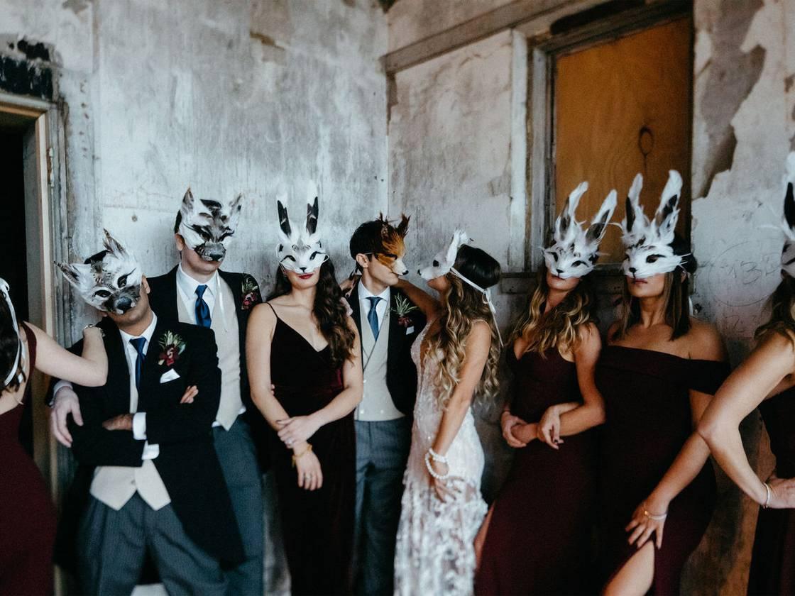 Big head funny masks wedding reception entrance idea