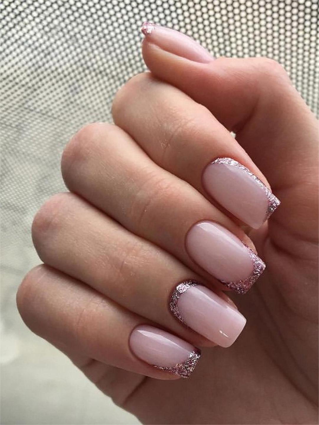 Classy Bridal Nail Art Pale pink