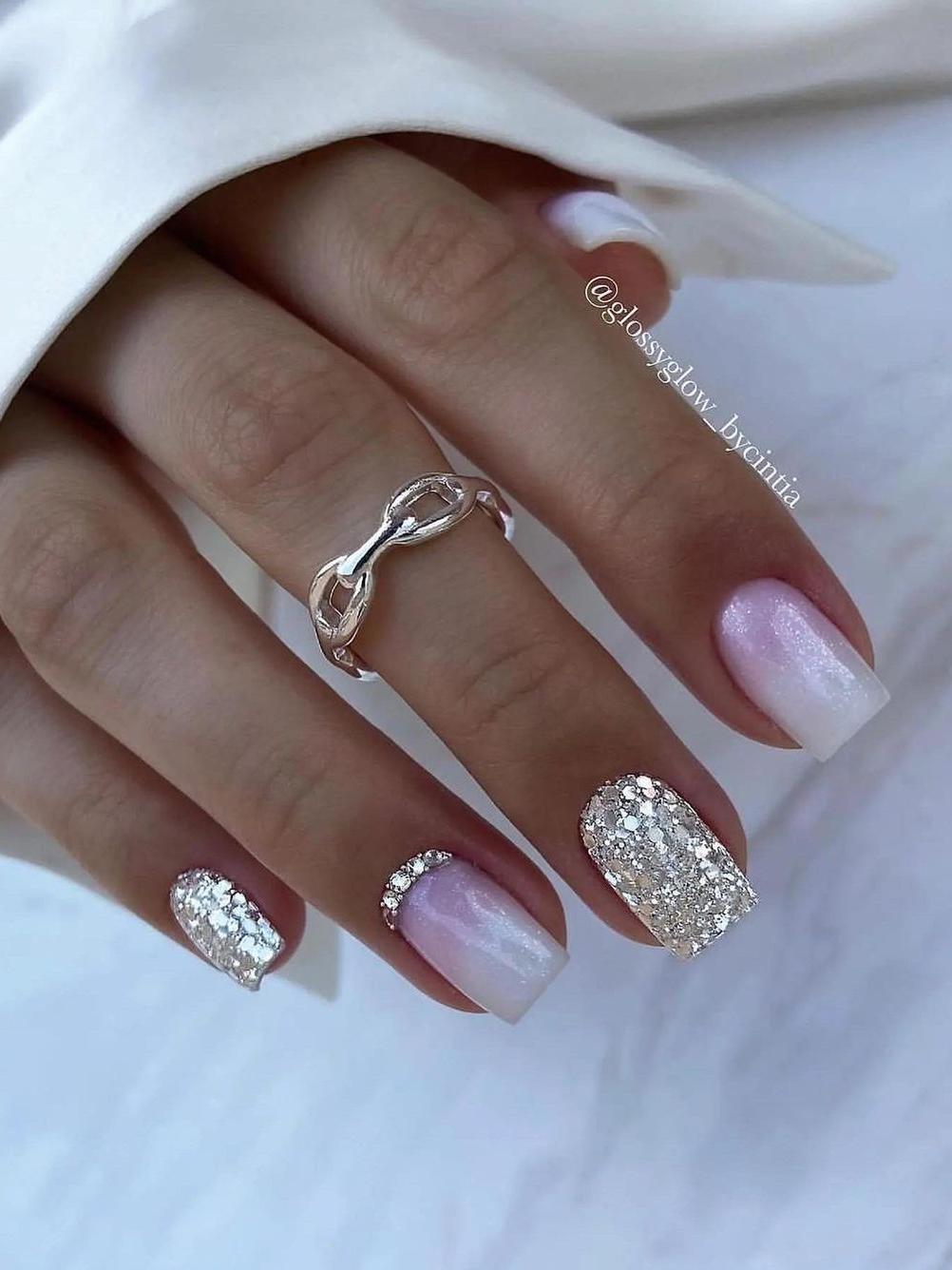 Classy Bridal Nail Pastel ombre