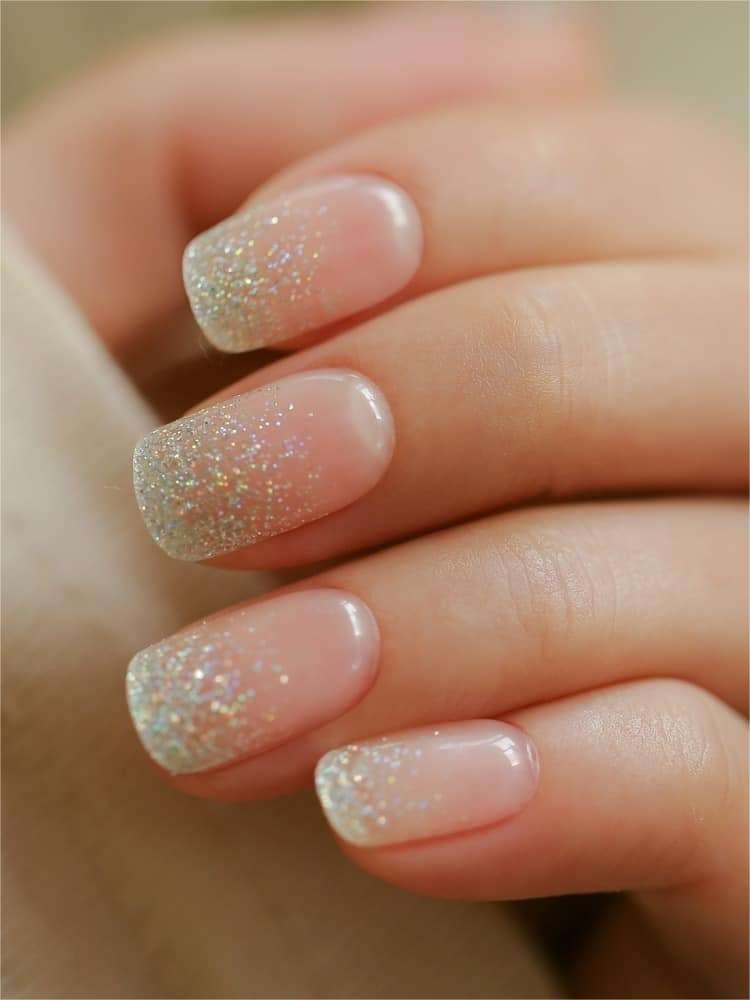 Classy Wedding Nail Art Glitter gradient