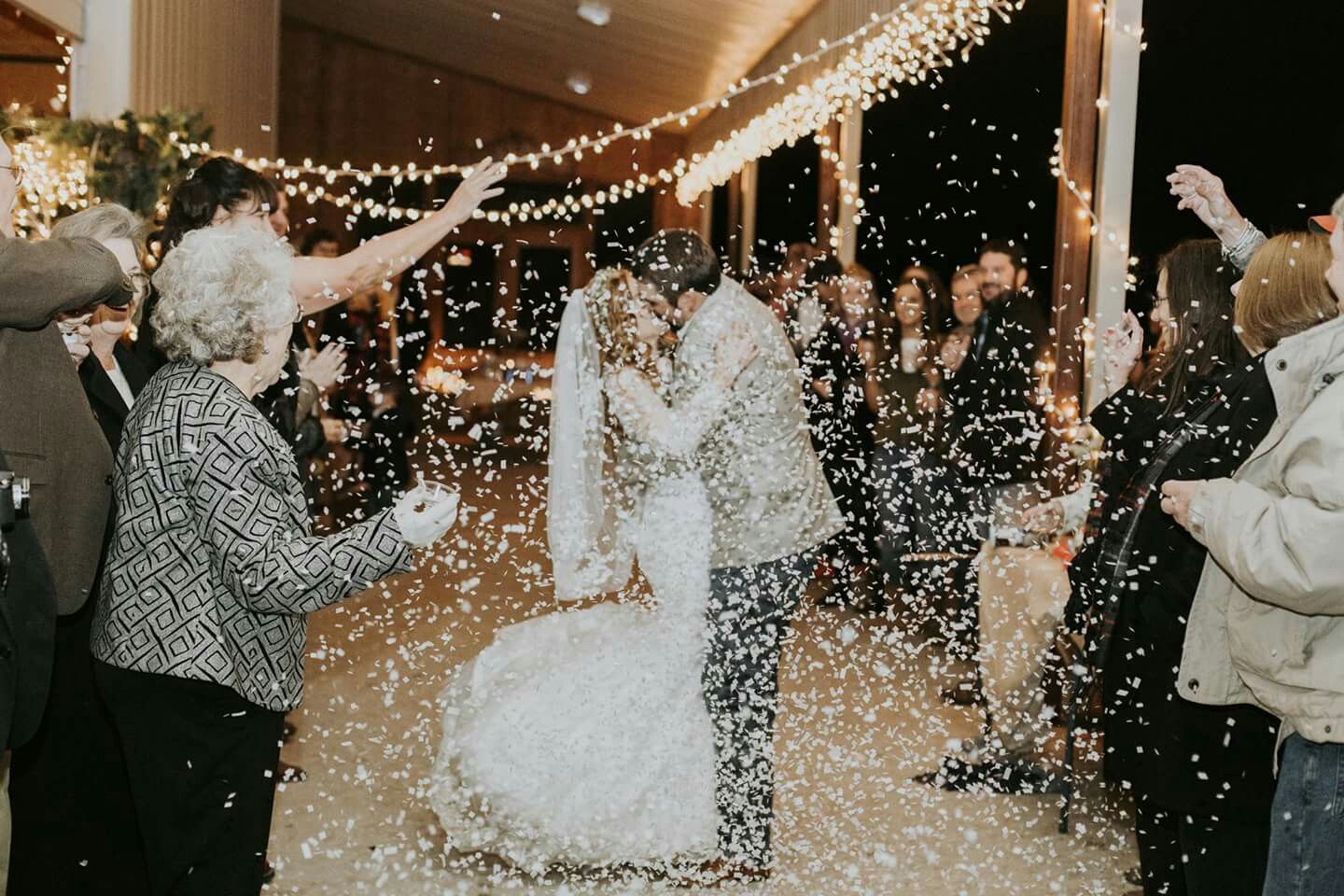 Faux Snow Fall wedding reception entrance