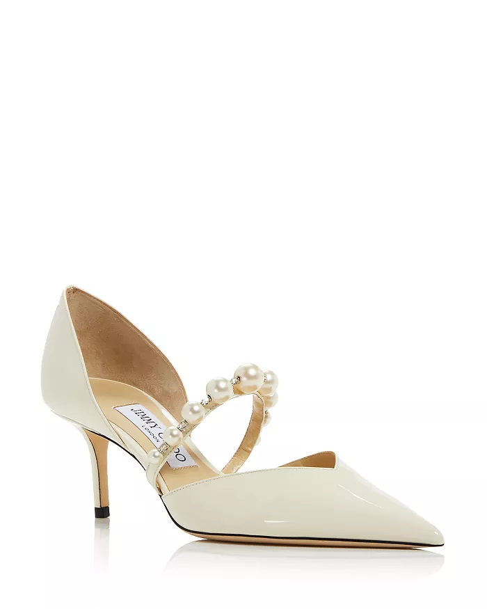 Pointed toe pearl wedding heel shoes