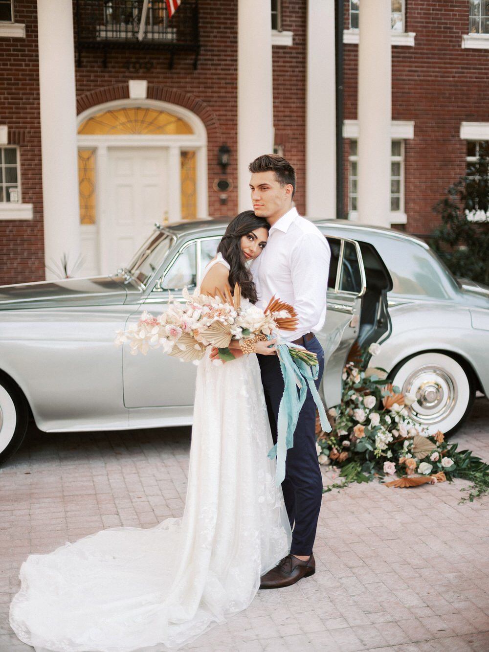 Vintage Car wedding reception entrance