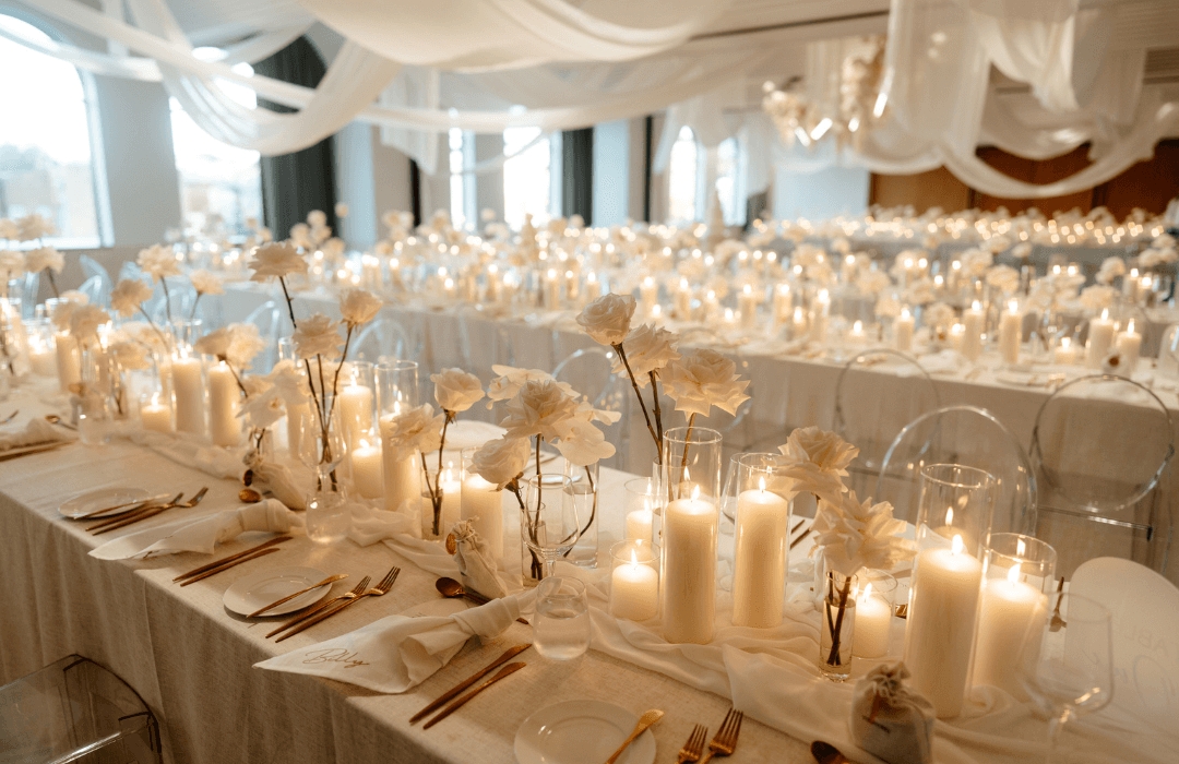 candle wedding centerpieces white flowers