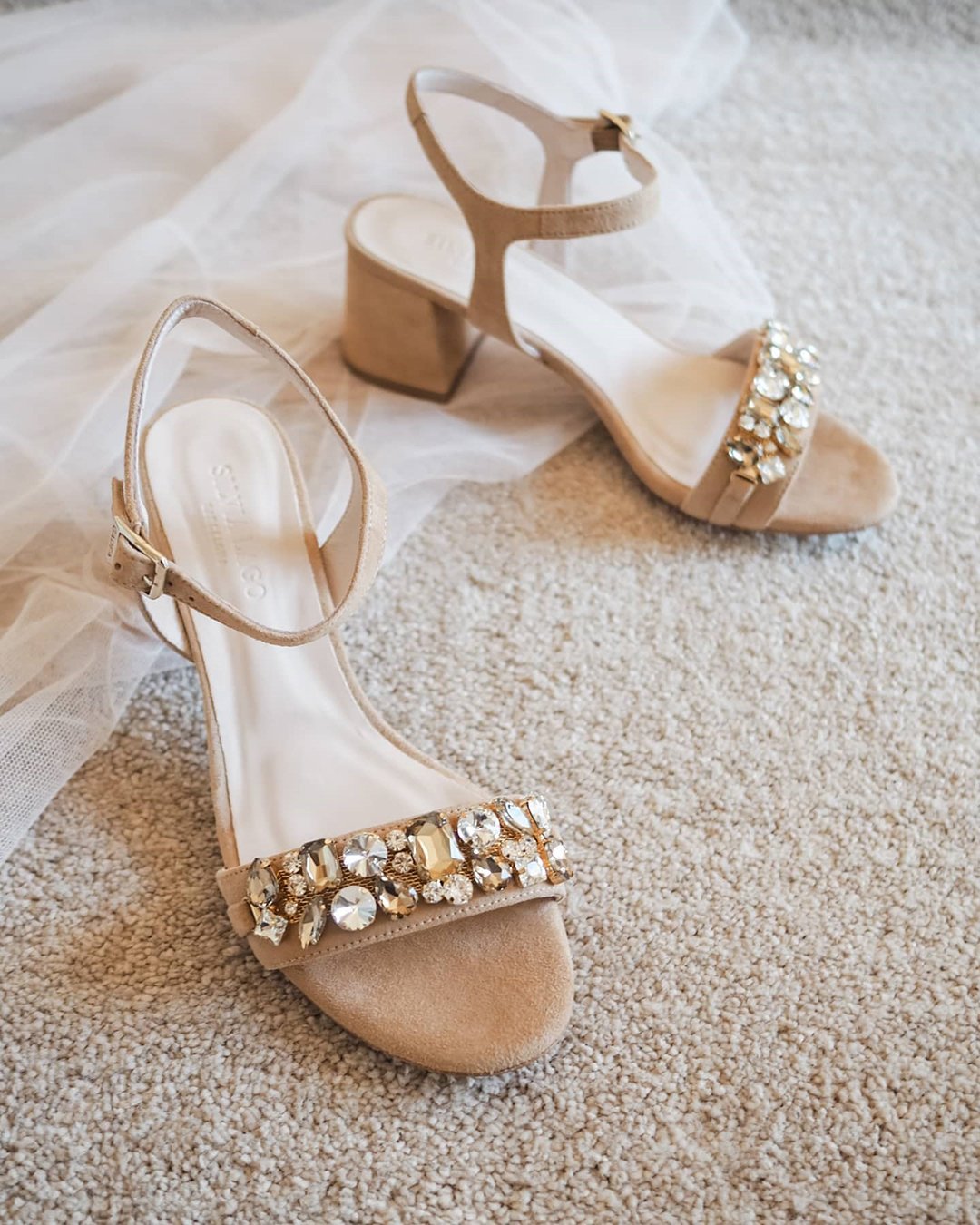 nude wedding shoes crystal embellished