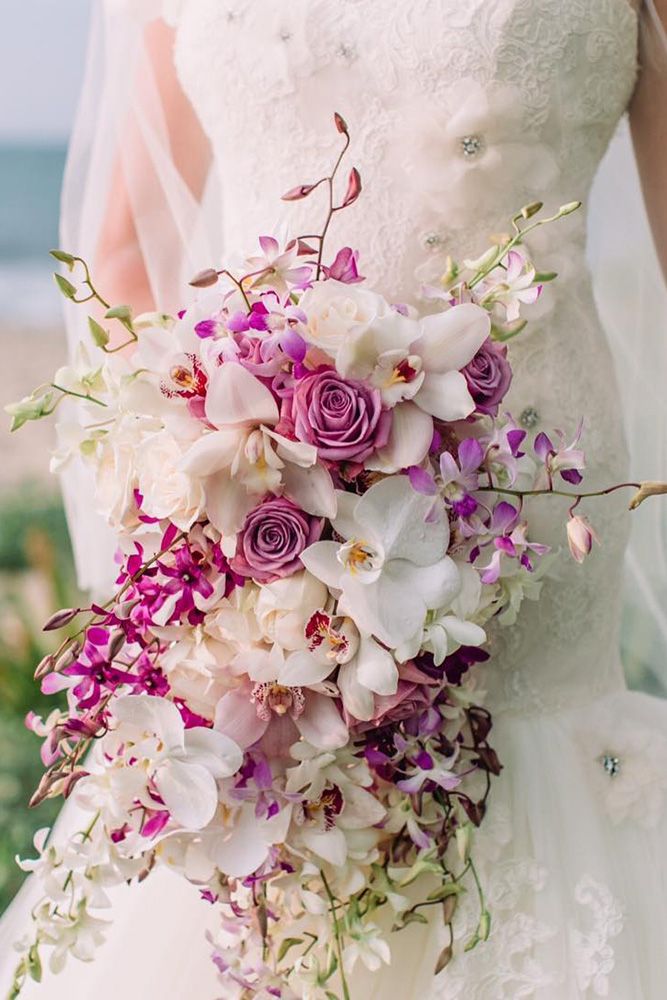 pink orchid wedding bouquet