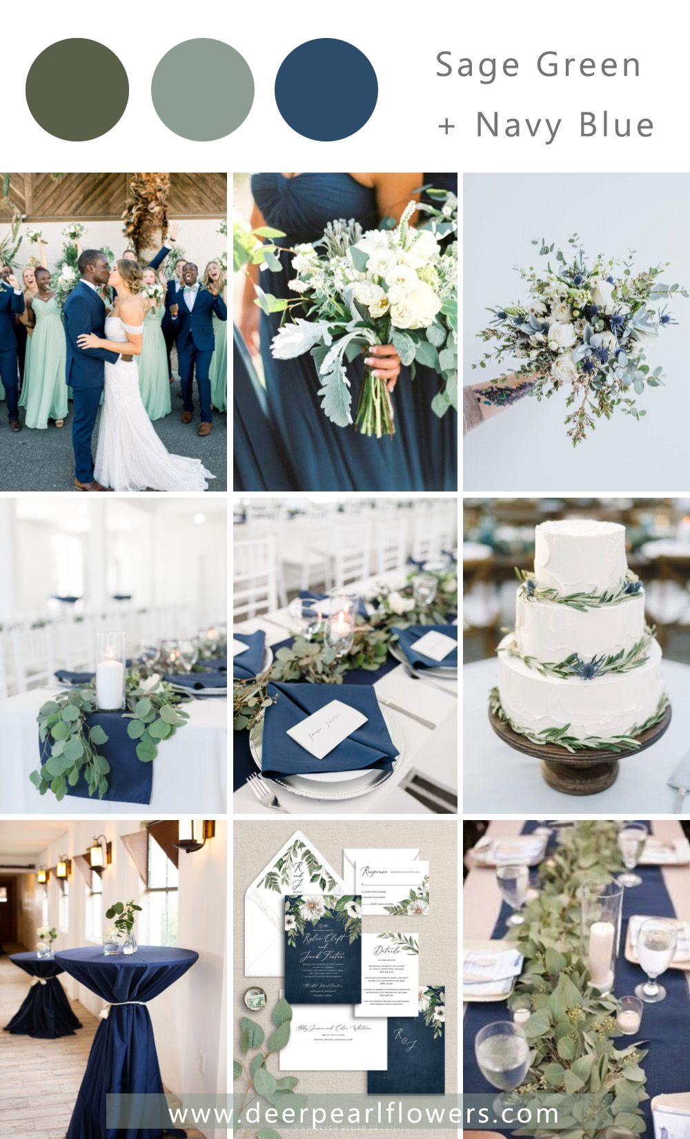 sage gree and navy blue wedding color schemes