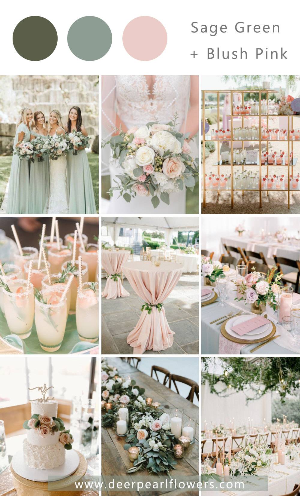 sage green and blush pink wedding color schemes