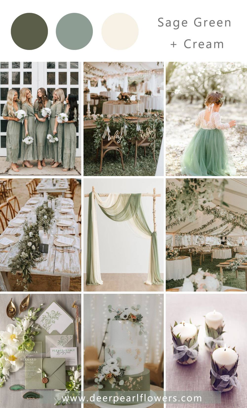 sage green and cream wedding color ideas