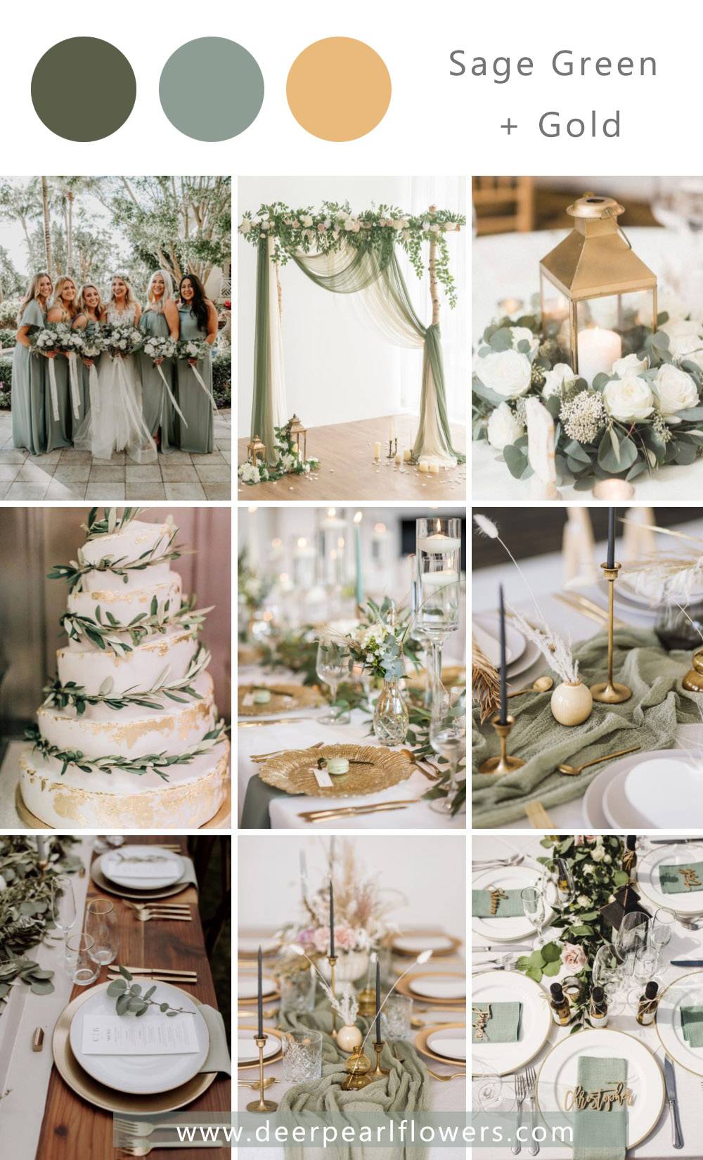 sage green and gold wedding color palette