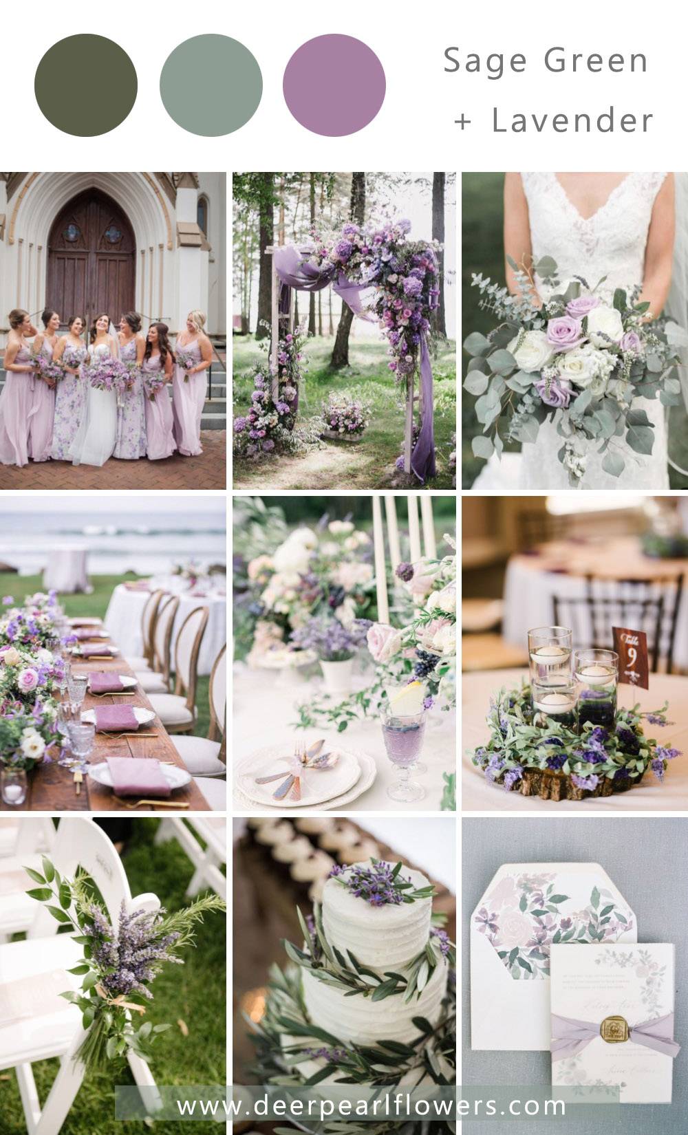 sage green and lavender wedding color palette