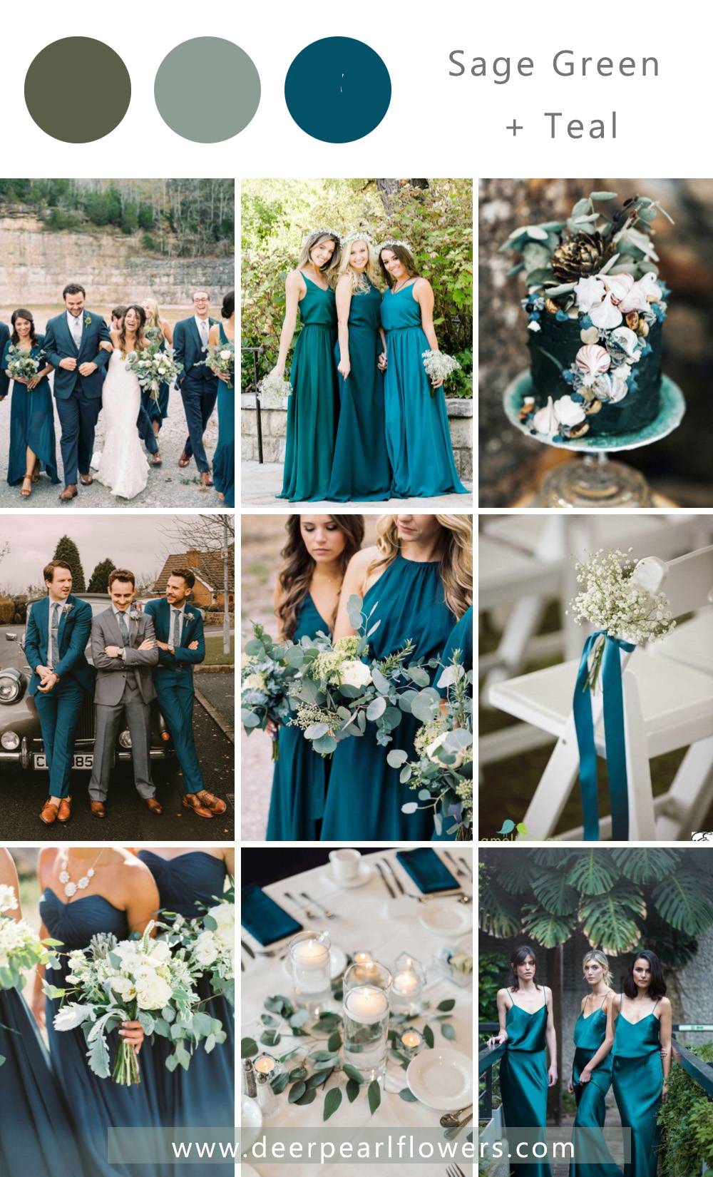 sage green and teal wedding color schemes