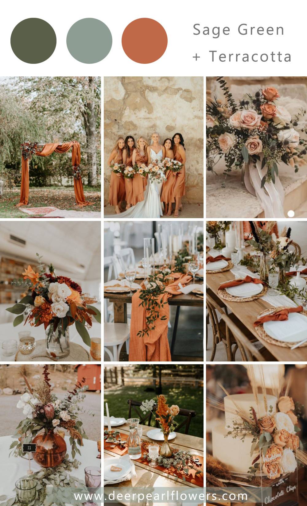 sage green and terracotta wedding color palette