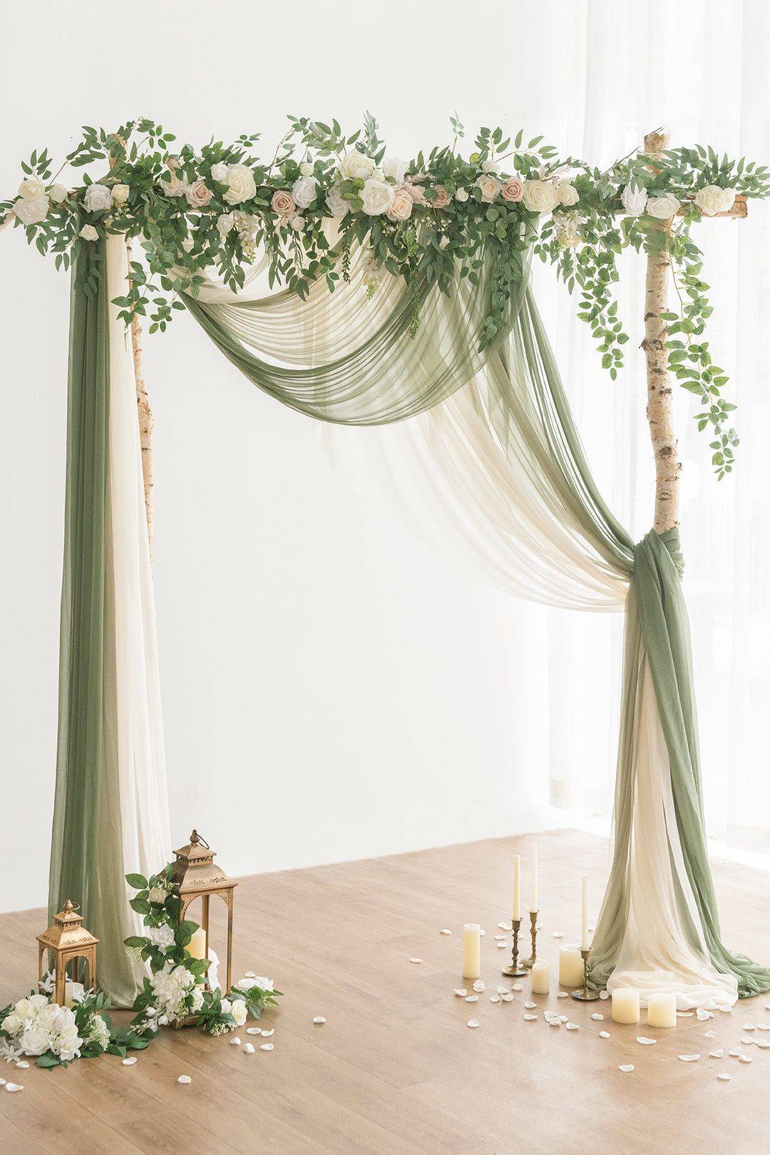 sage green wedding arch drapes