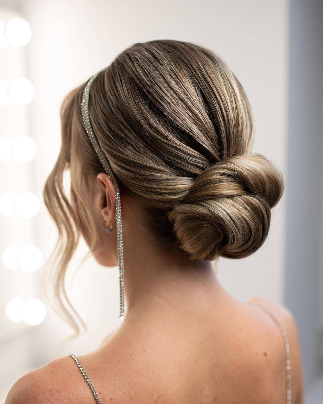 vintage low updo chignon bridal hairstyle