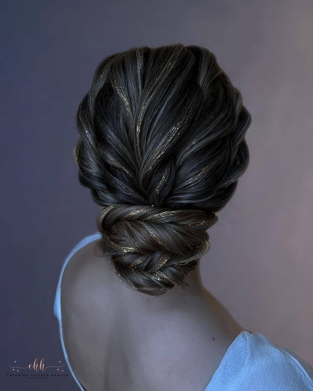 wedding updo with glitter