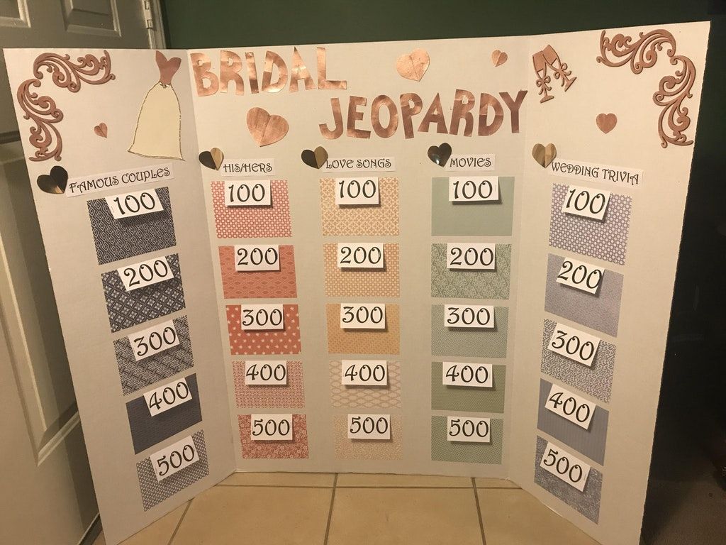 Bridal Jeopardy Game Board