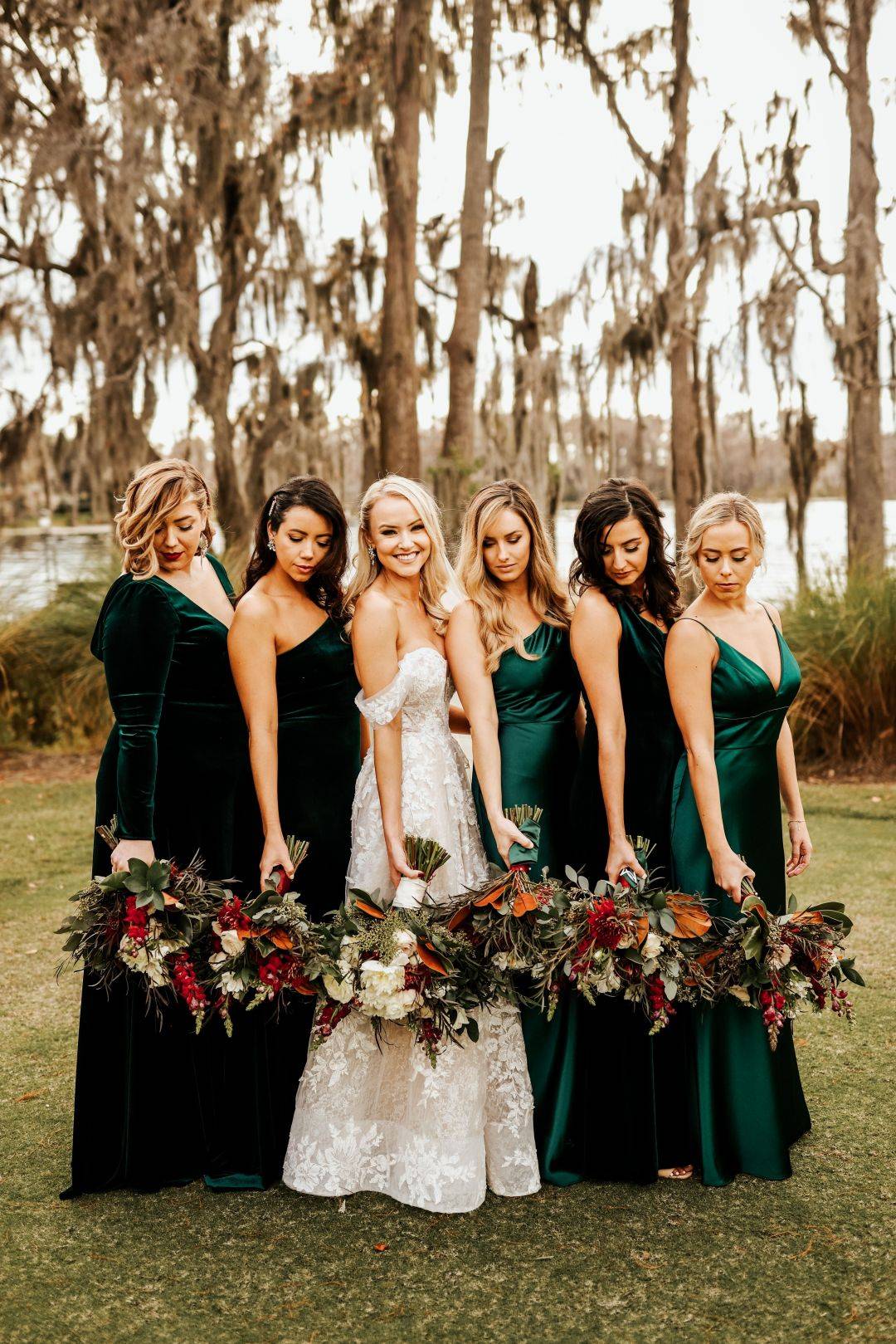 Emerald Green Velvet Silk Bridesmaid Dresses