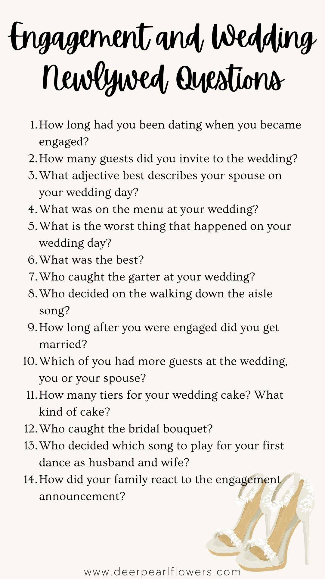Engagement and Wedding Newlywed Questions