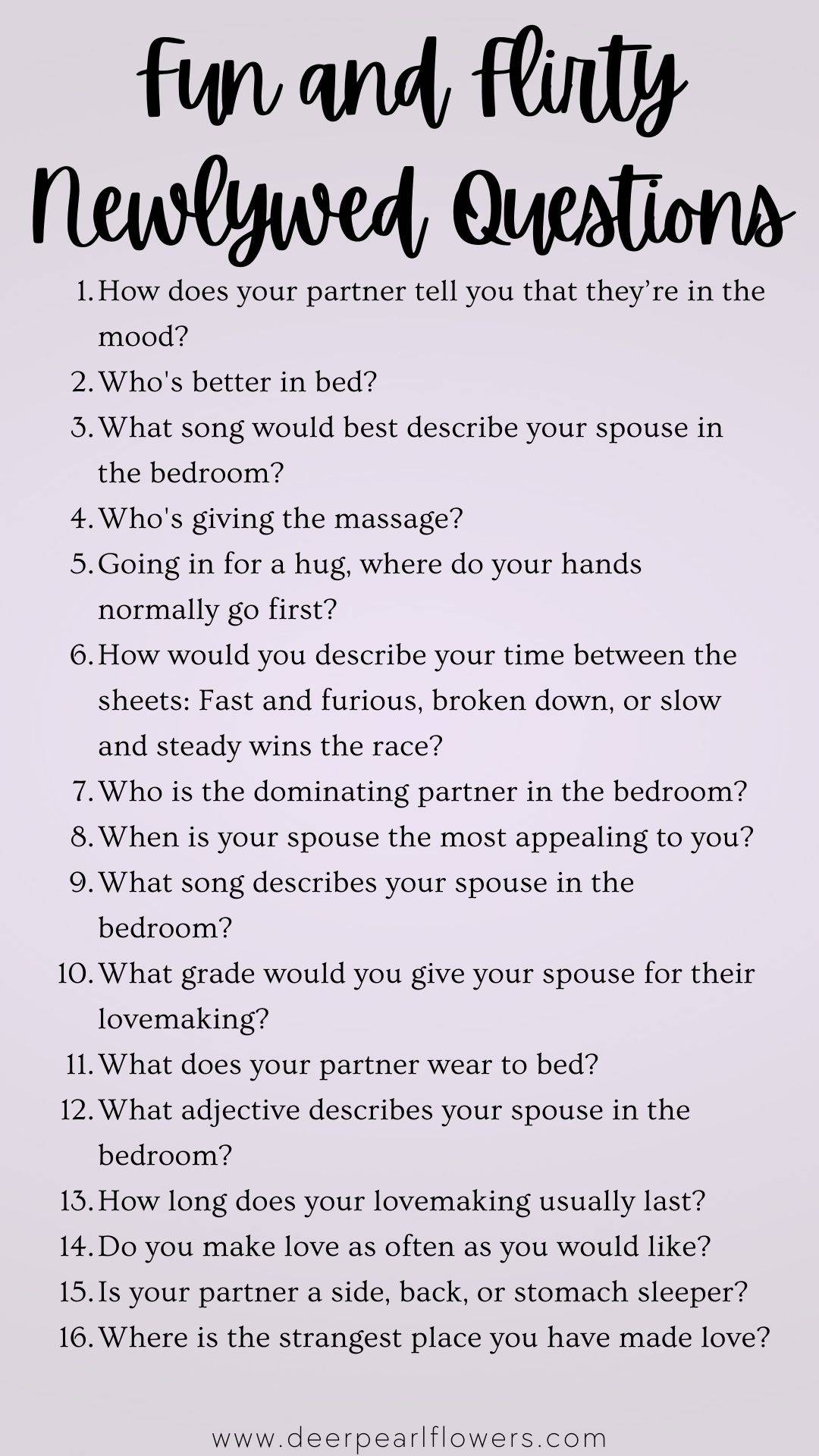 Fun and Flirty Newlywed Questions