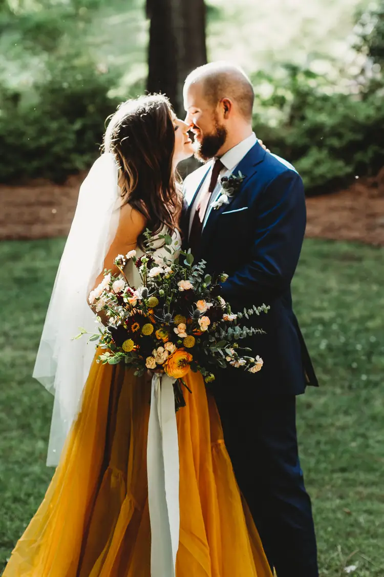 Mustard yellow wedding gown