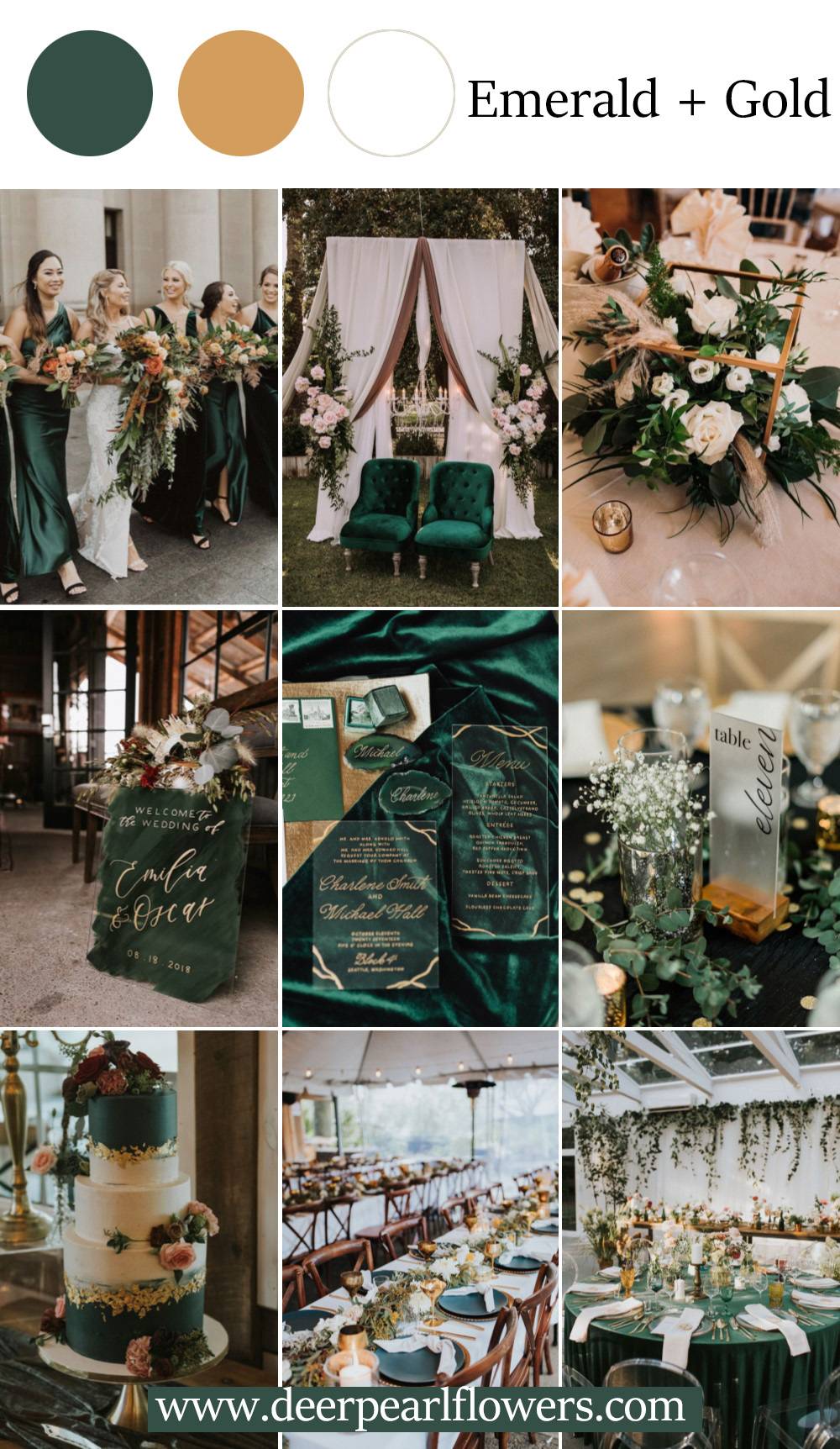 emerald green and gold wedding theme