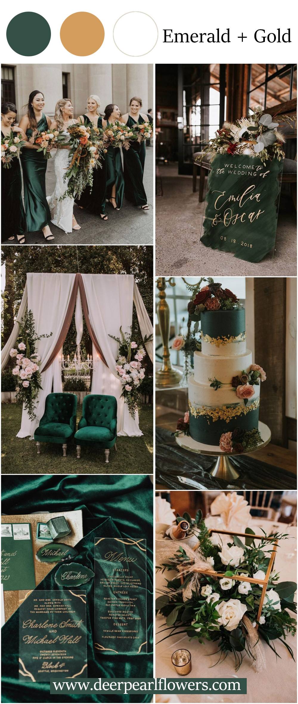 emerlad green and gold wedding color ideas