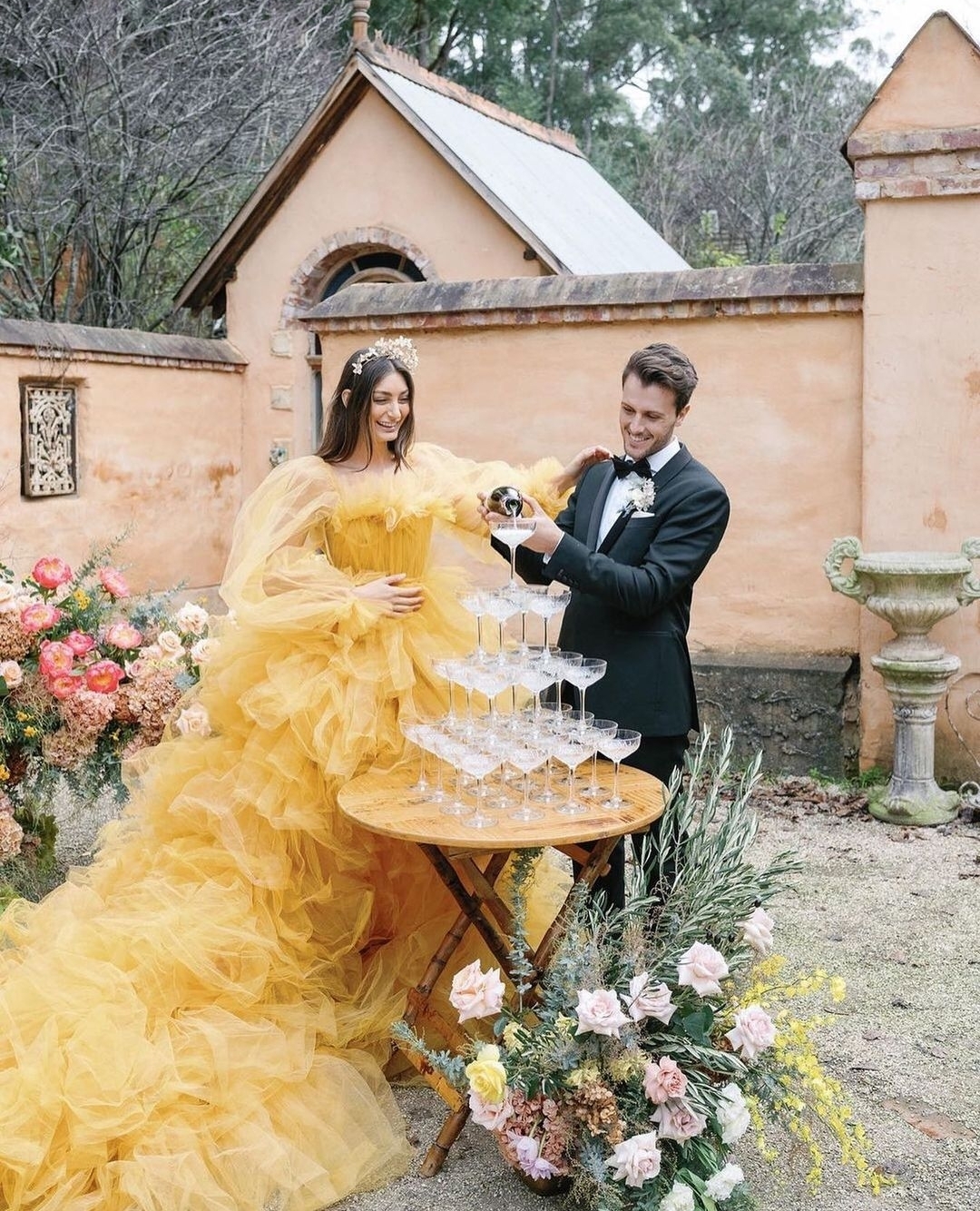 light yellow wedding dress