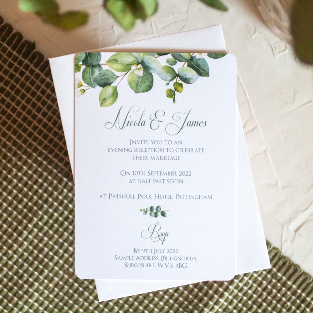 wedding invitations greenery eucalyptus garland
