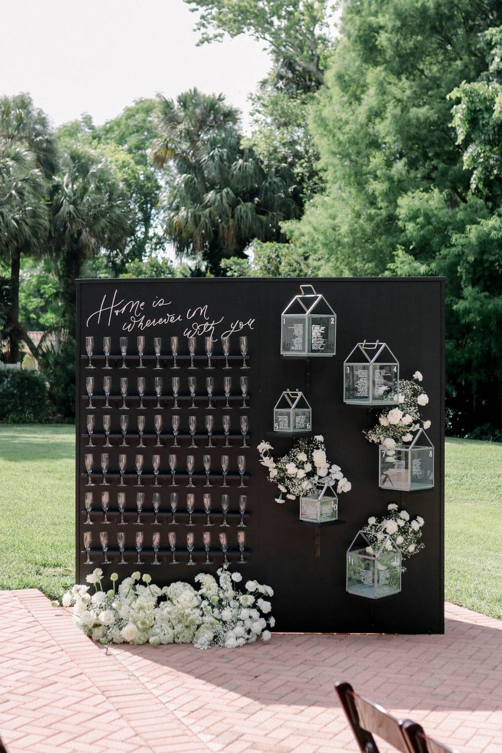 Black champagne wall for wedding