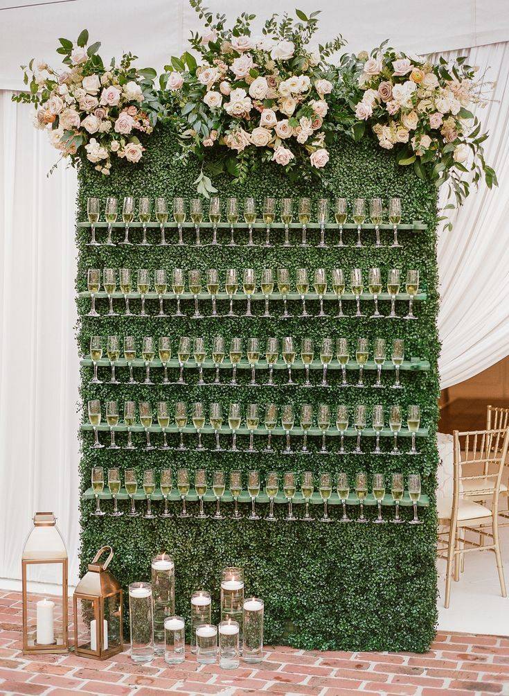 Champagne wall wedding reception entrance