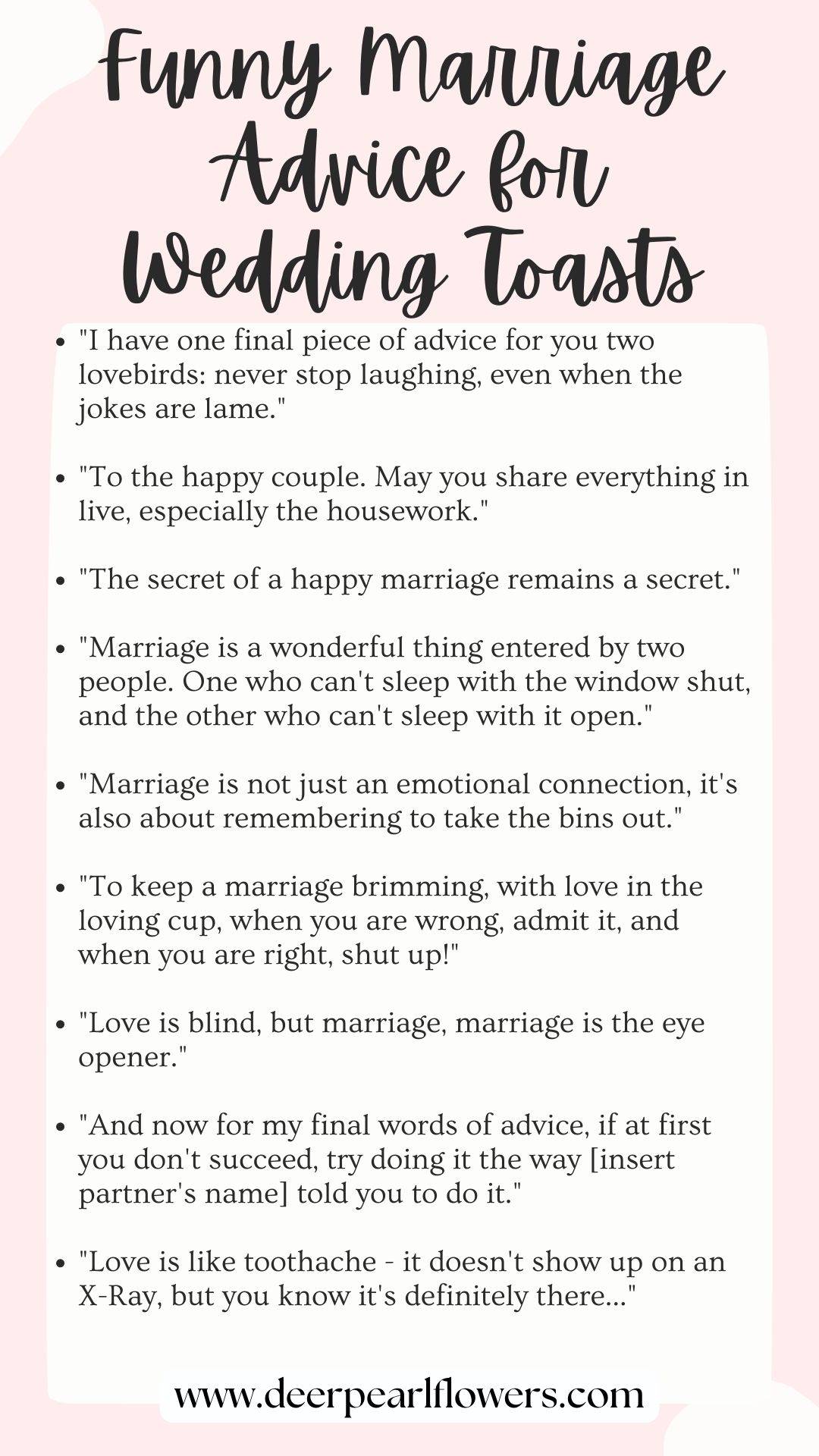 Funny Marriage Advice for Wedding Toasts