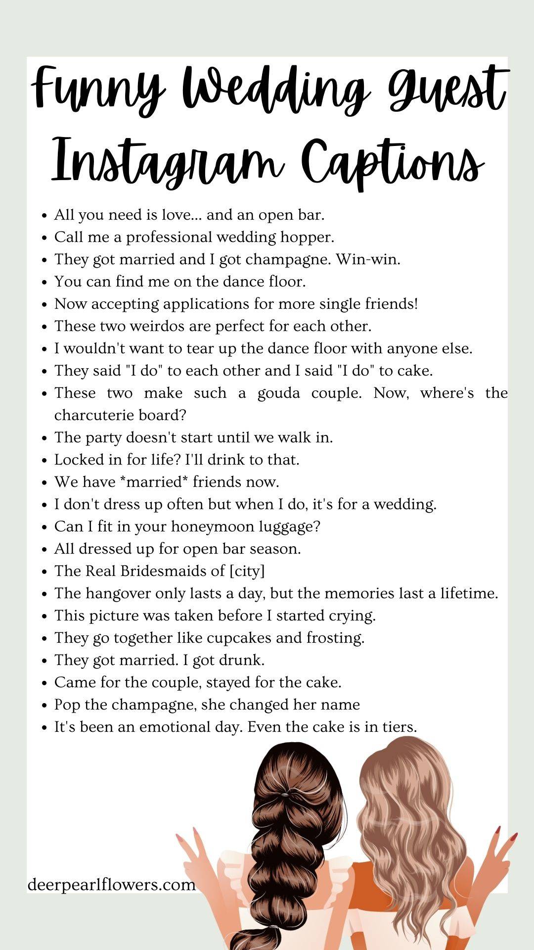 Funny Wedding Guest Instagram Captions
