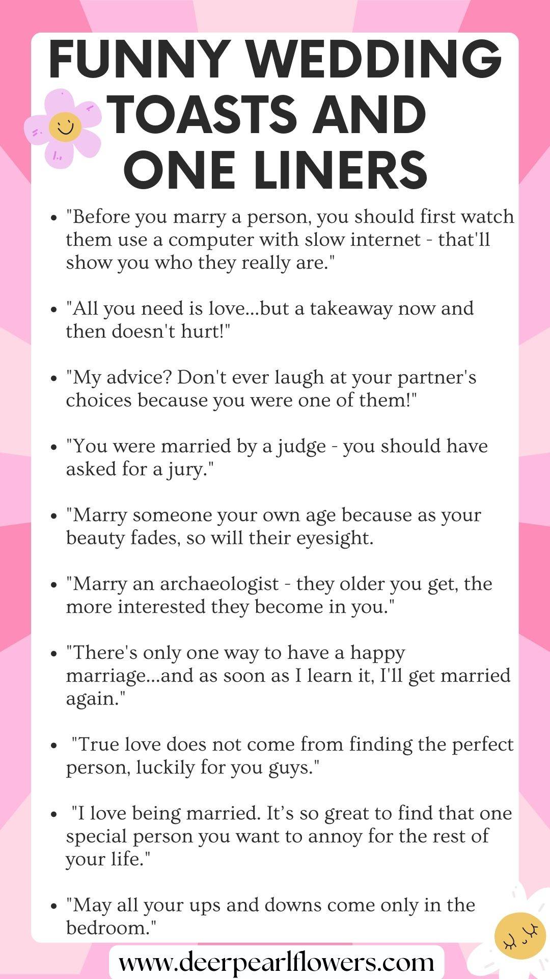 Funny Wedding Toasts and One Liners