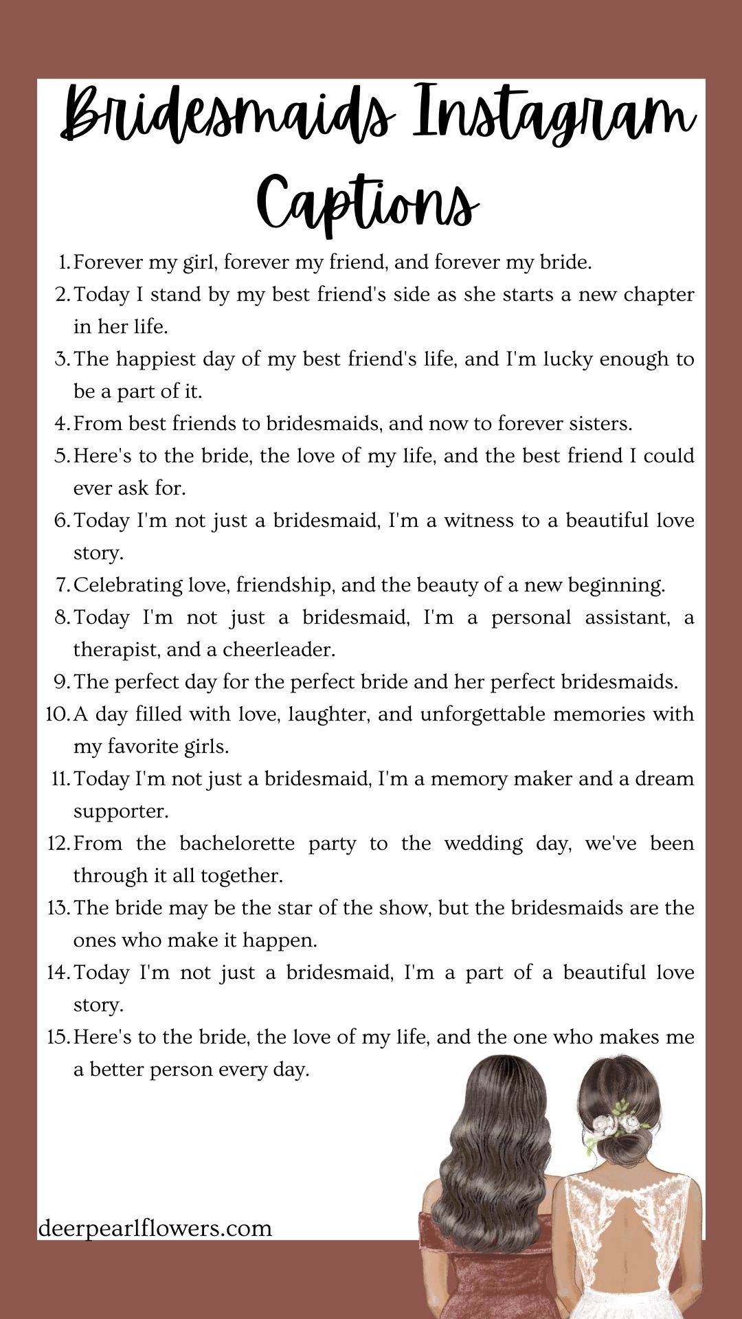 Maid of Honor and Bridesmaids Instagram Captions