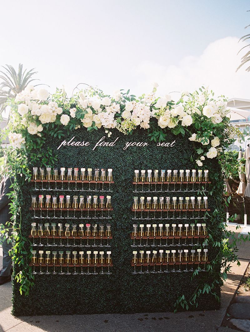 Outdoor champagne wall and escort display