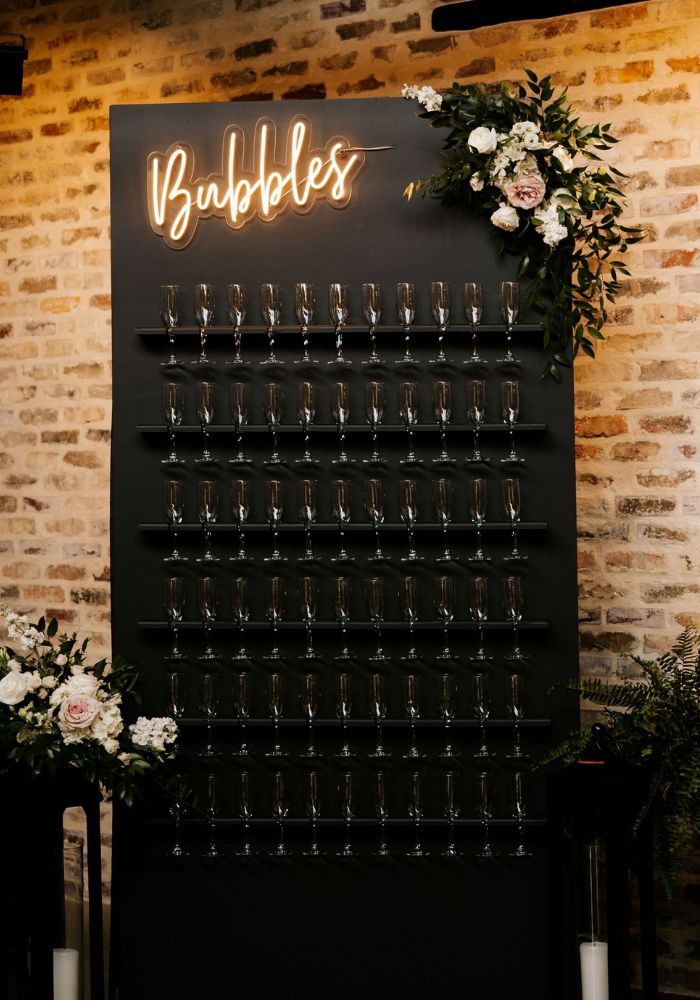 black champagne wedding wall