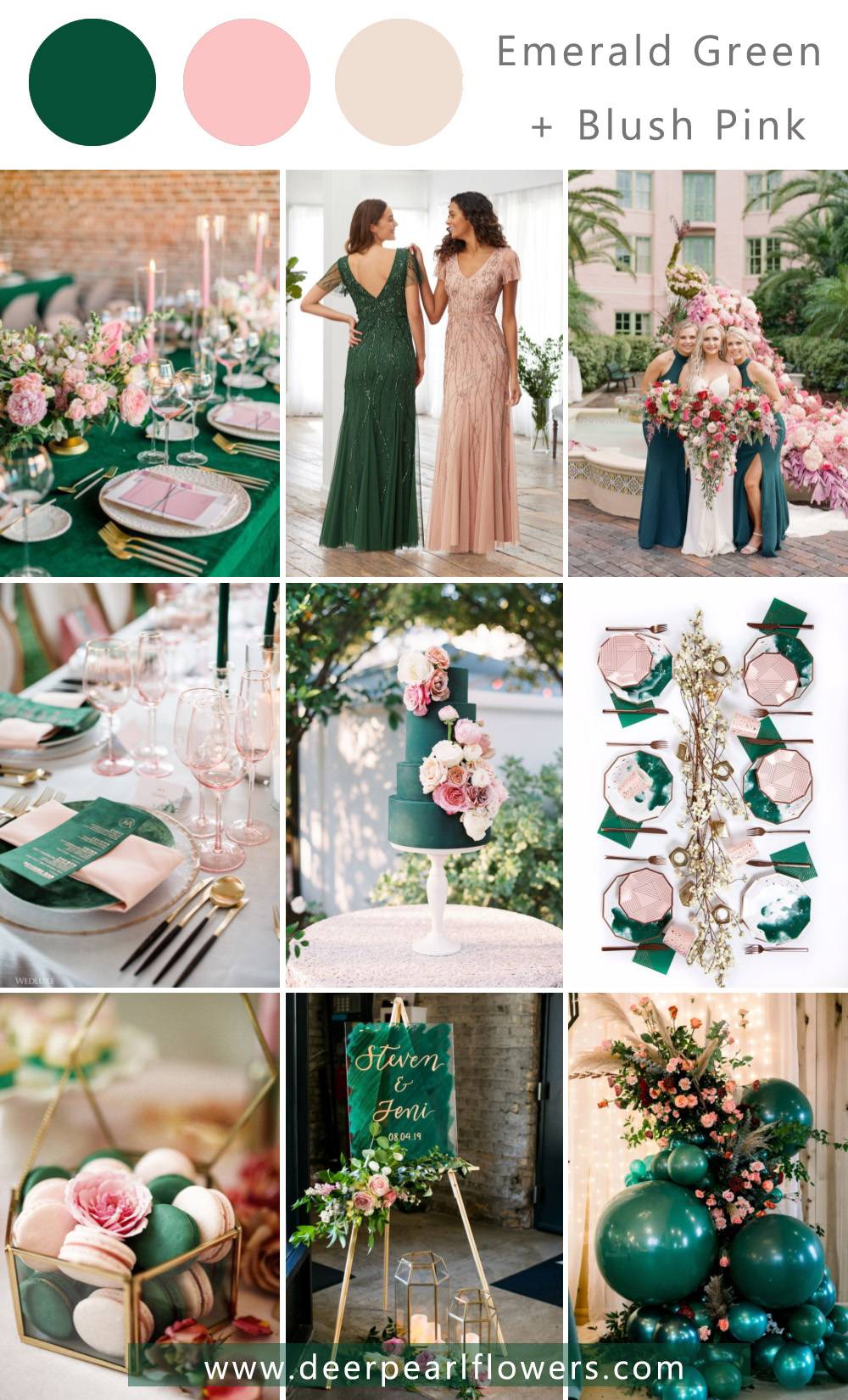 emerald and blush pink wedding color ideas
