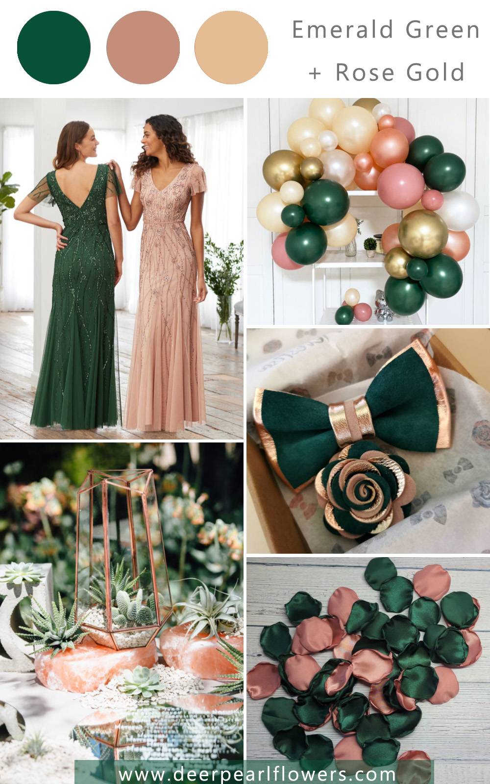 emerald and rose gold wedding theme color