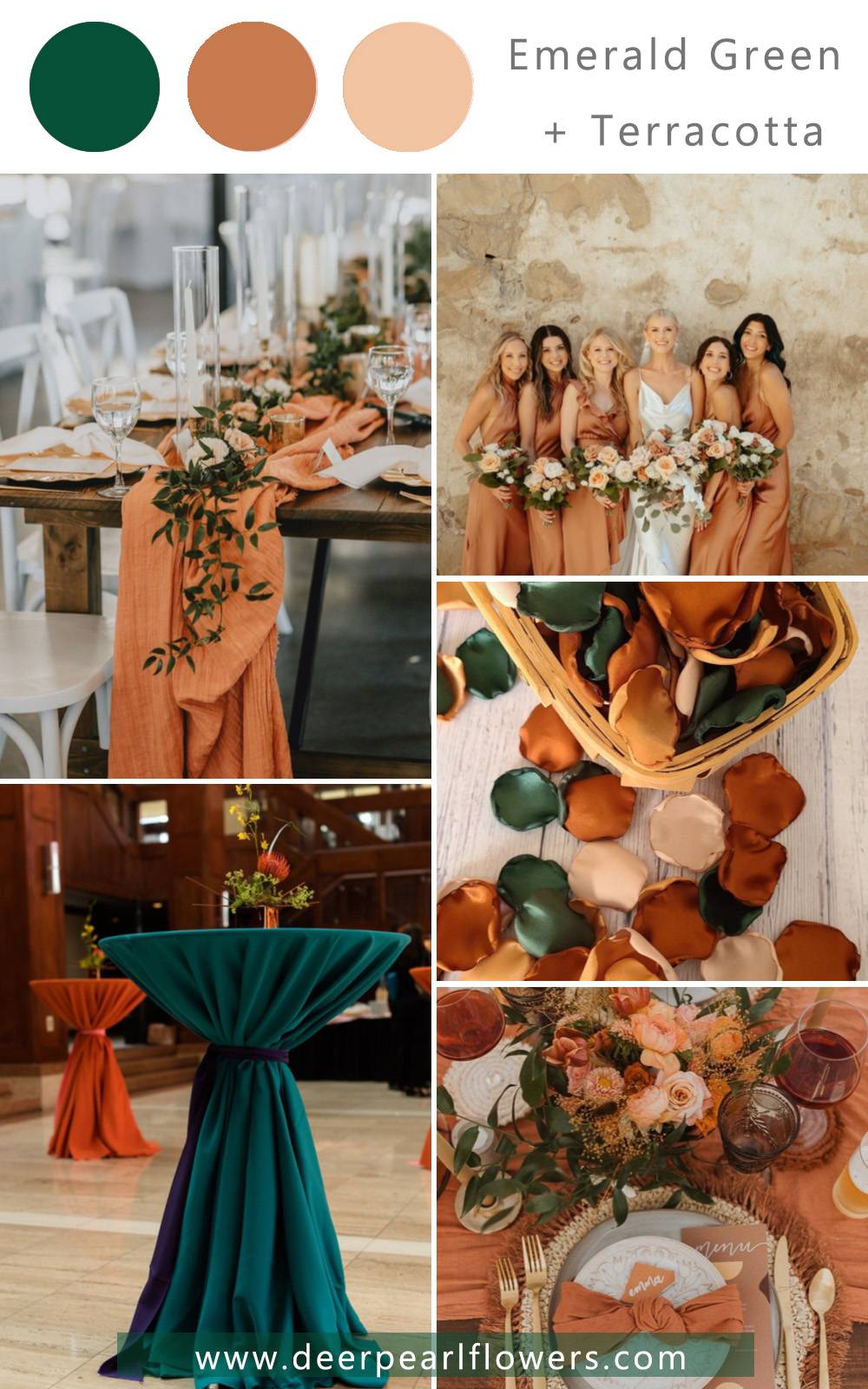emerald and terracotta wedding color theme