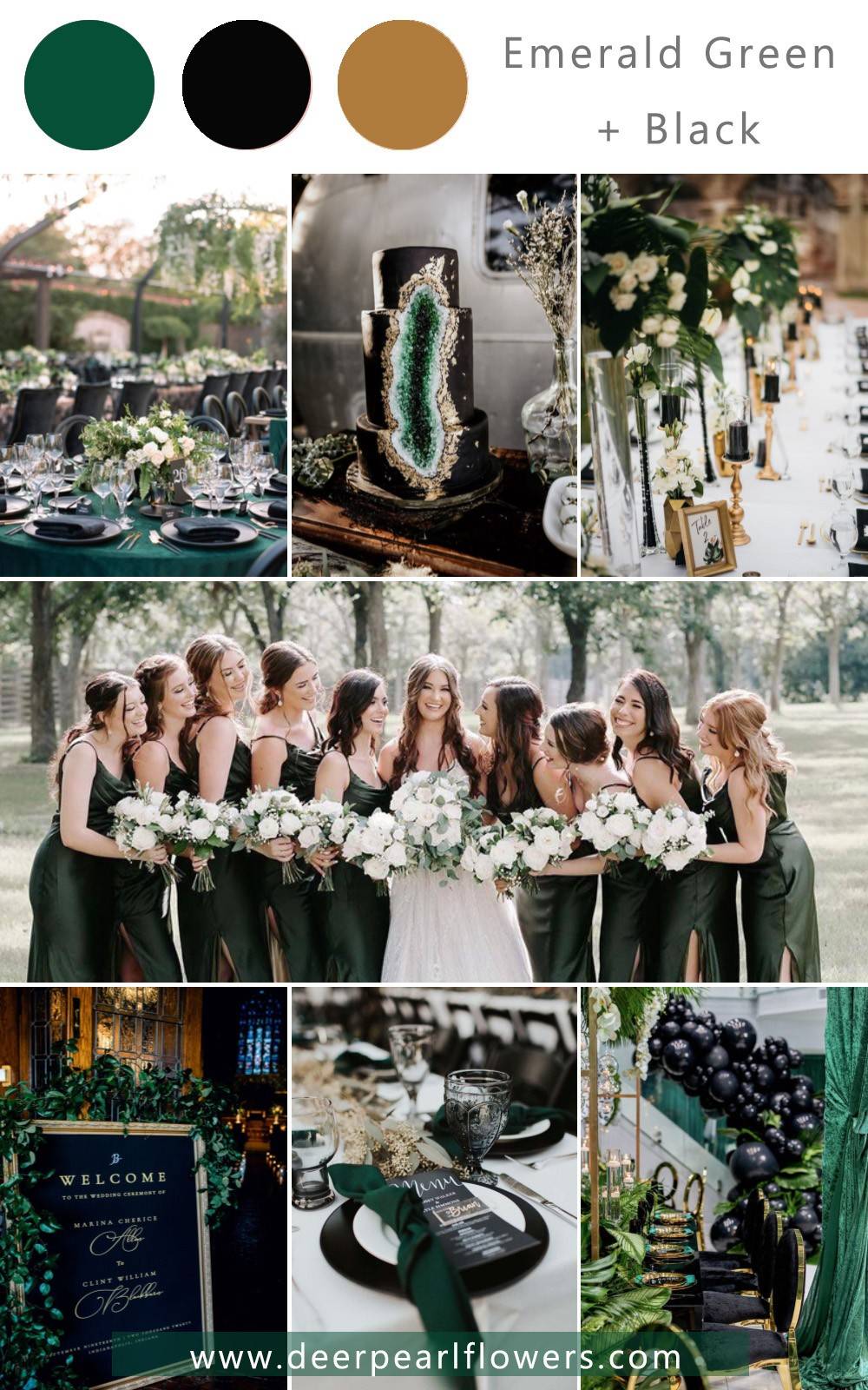 emerald green and black wedding color ideas