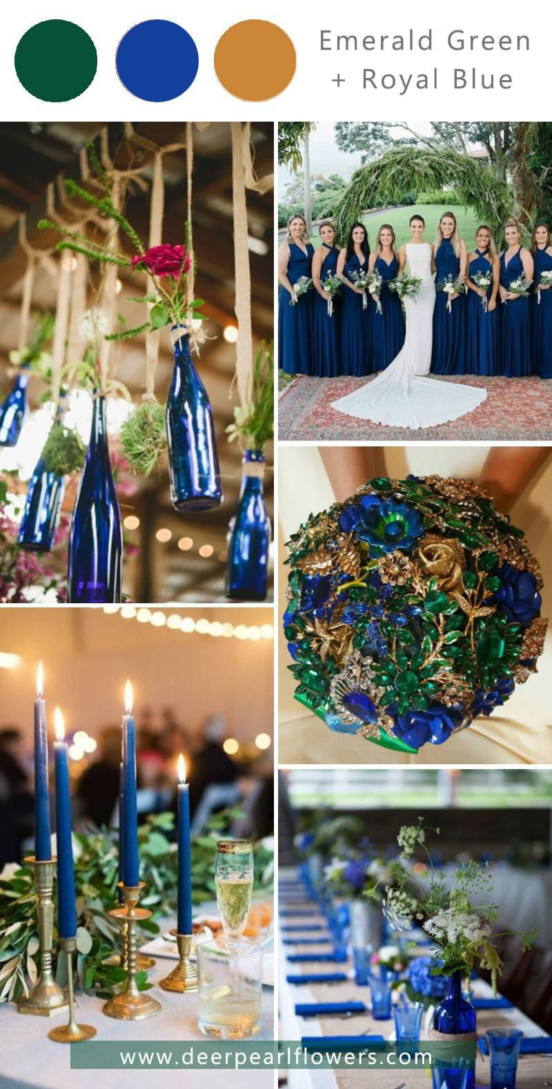 royal blue and emerald green wedding theme color ideas