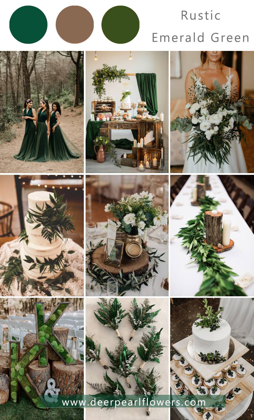 rustic emerald green wedding theme country