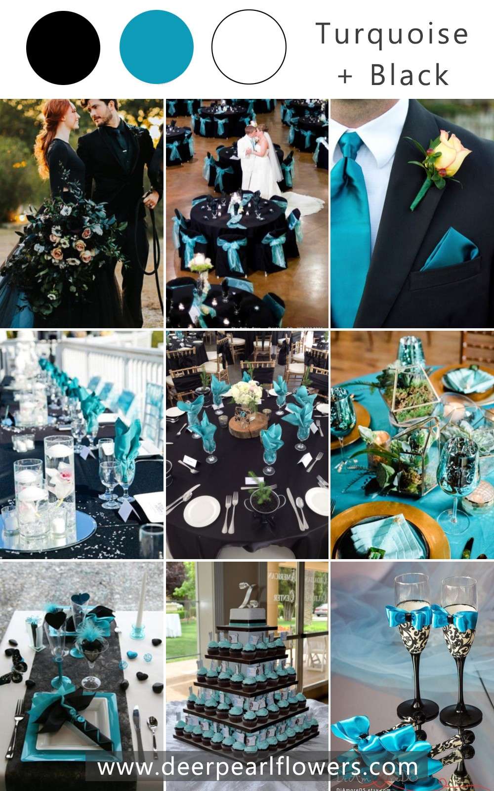 Black and turquoise wedding theme color idea