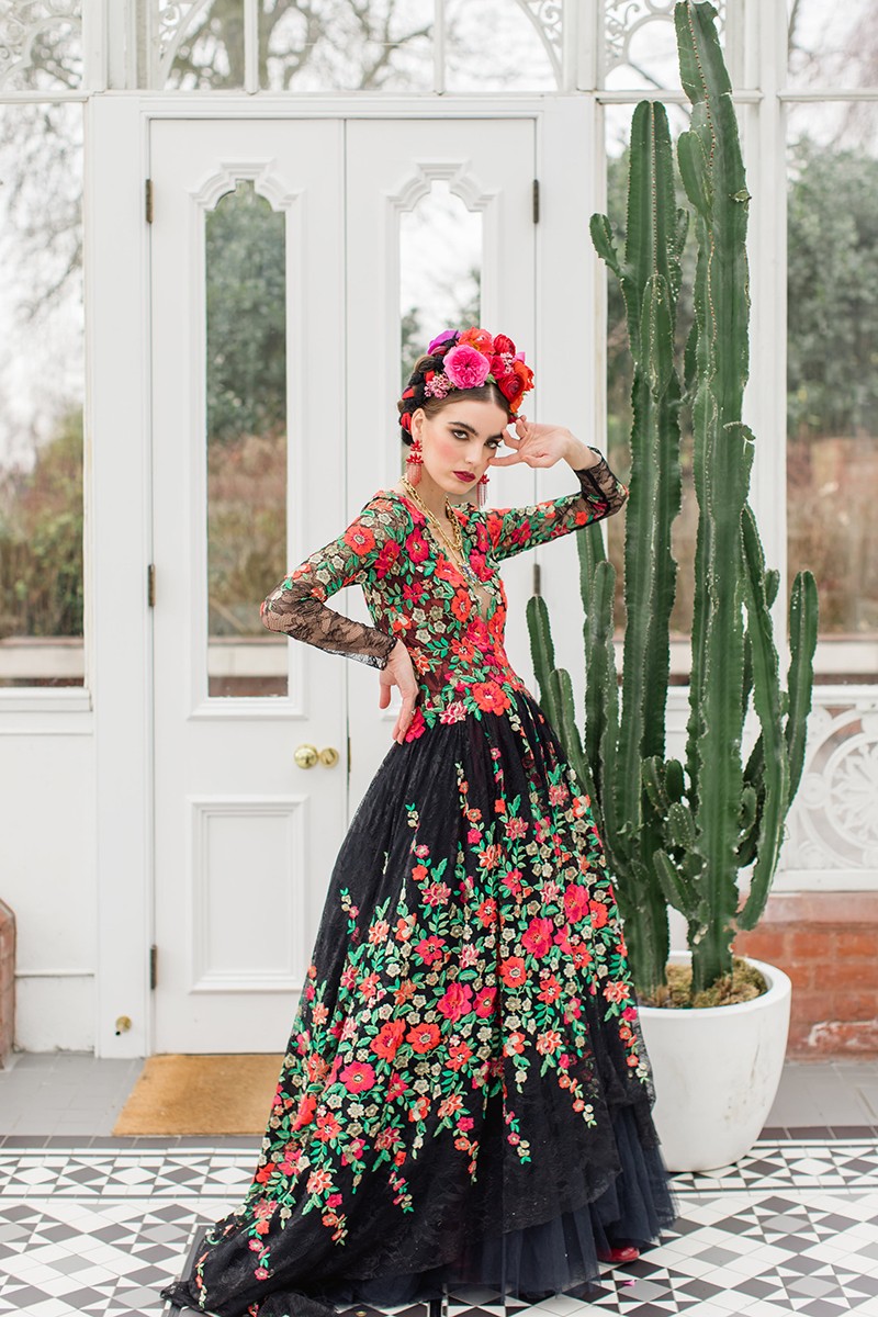 Black mexican wedding dress long sleeves