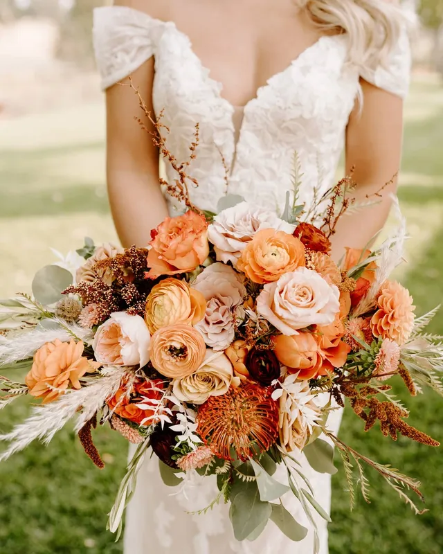 Bohemian Terracotta Fall Wedding Bouquet