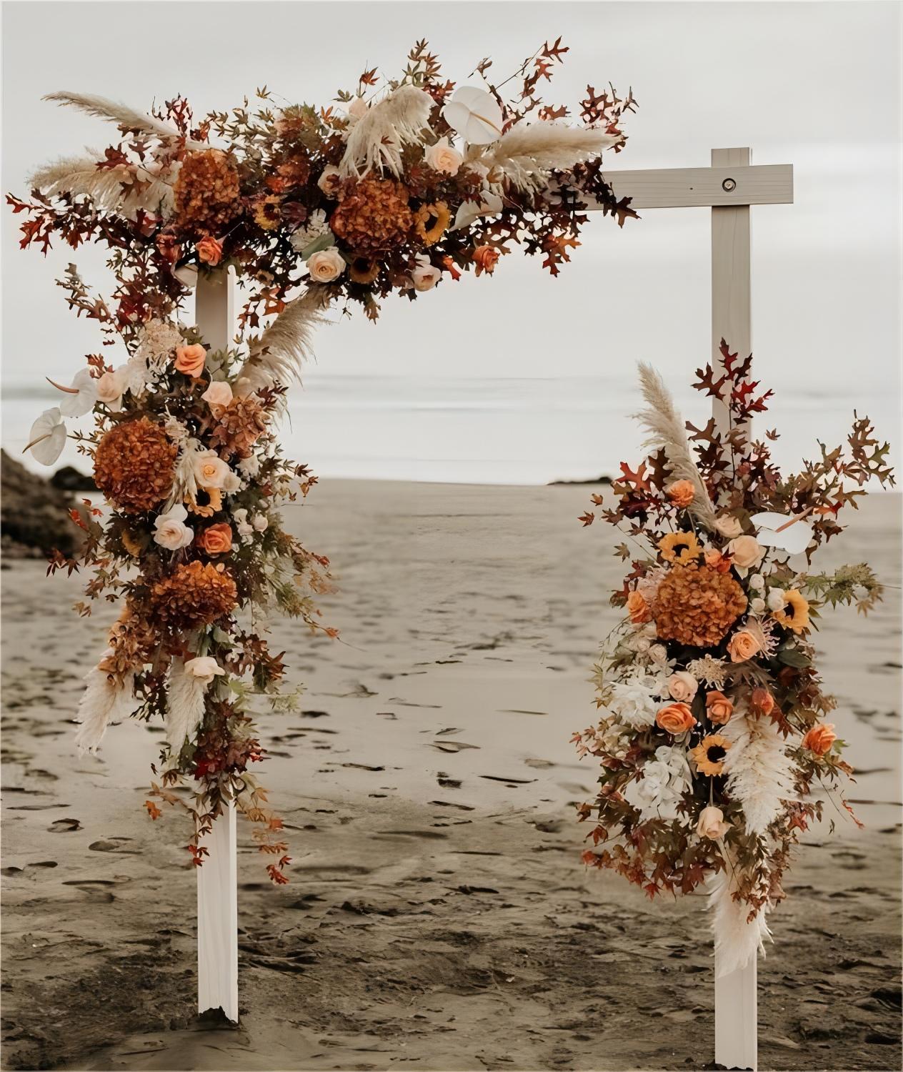 Bohemian Terracotta Wild Blooms Wedding Arch