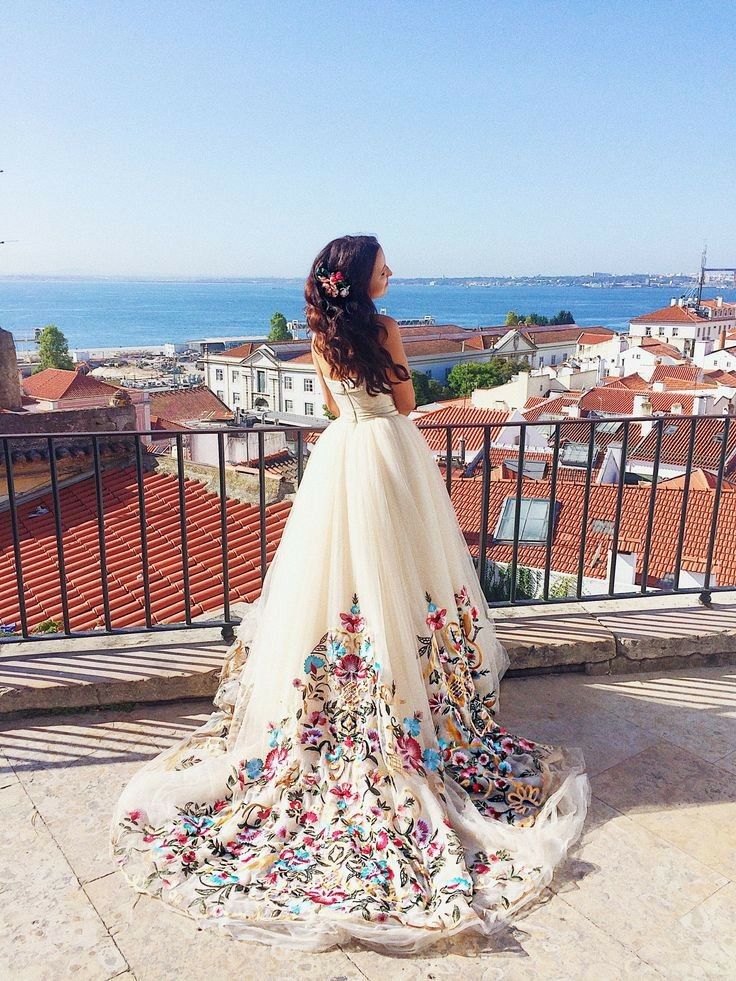 Mexican wedding dress floral ball gown
